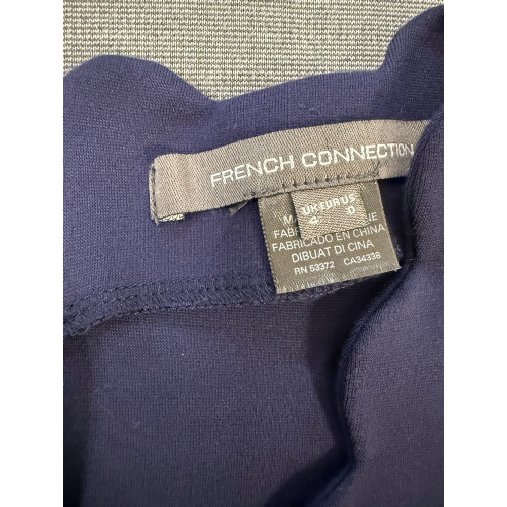French Connection Lula Scallop V-Neck Navy Dress Size 0 - Picture 6 of 6